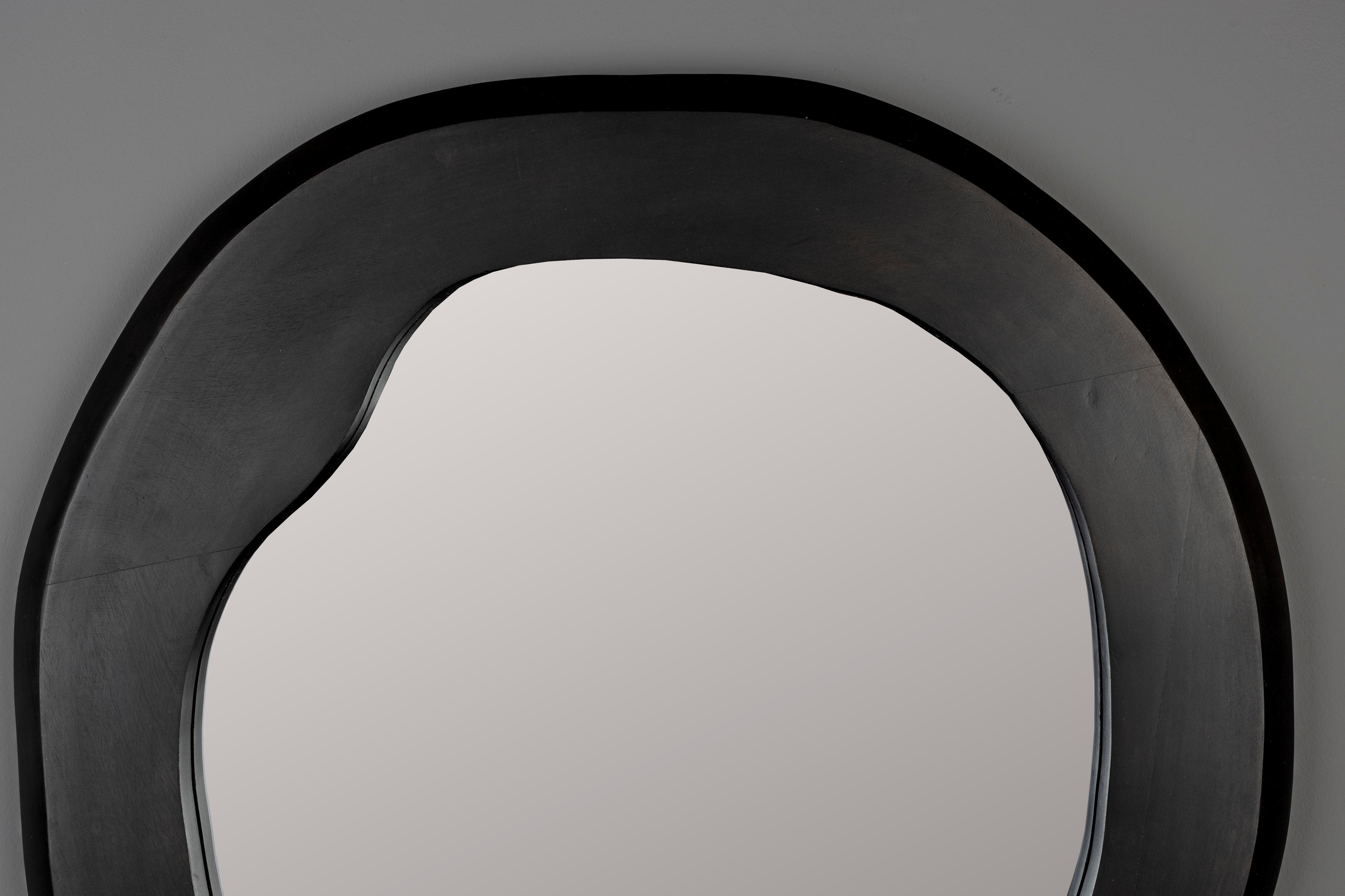 Dutchbone Aren Organic Black Wood Wall Mirror Large